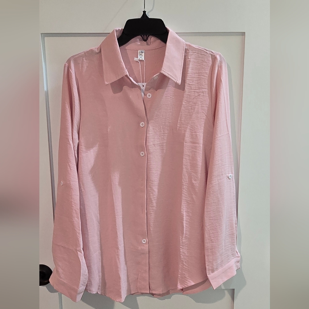 Chic Pink Button-Down Shirt for Women